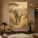 Sand & Olive Elephant Safari Kids Wall Art Canvas Print - Image 7
