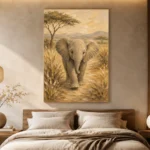 Sand & Olive Elephant Safari Kids Wall Art Canvas Print - Image 8