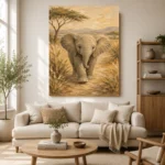 Sand & Olive Elephant Safari Kids Wall Art Canvas Print - Image 10