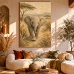 Sand & Olive Elephant Safari Kids Wall Art Canvas Print - Image 11