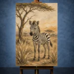 Ivory & Charcoal Zebra Safari Kids Wall Art Canvas Print - Image 2
