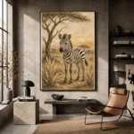 Ivory & Charcoal Zebra Safari Kids Wall Art Canvas Print - Image 3