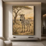 Ivory & Charcoal Zebra Safari Kids Wall Art Canvas Print - Image 4
