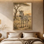 Ivory & Charcoal Zebra Safari Kids Wall Art Canvas Print - Image 8