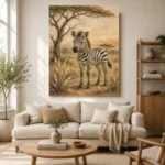 Ivory & Charcoal Zebra Safari Kids Wall Art Canvas Print - Image 10