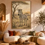 Ivory & Charcoal Zebra Safari Kids Wall Art Canvas Print - Image 11