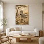 Ivory & Charcoal Zebra Safari Kids Wall Art Canvas Print styled in a refined neutral interior