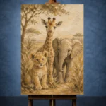 Sand & Ochre Safari Animal Trio Kids Wall Art Canvas Print - Image 2