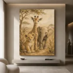 Sand & Ochre Safari Animal Trio Kids Wall Art Canvas Print - Image 4