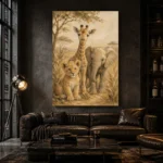 Sand & Ochre Safari Animal Trio Kids Wall Art Canvas Print - Image 5