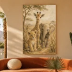 Sand & Ochre Safari Animal Trio Kids Wall Art Canvas Print - Image 6
