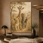 Sand & Ochre Safari Animal Trio Kids Wall Art Canvas Print - Image 7