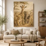 Sand & Ochre Safari Animal Trio Kids Wall Art Canvas Print - Image 10