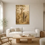 Sand & Ochre Safari Animal Trio Kids Wall Art Canvas Print styled in a refined neutral interior