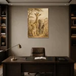 Sand & Ochre Safari Animal Trio Kids Wall Art Canvas Print displayed in a contemporary gallery-inspired room