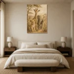 Sand & Ochre Safari Animal Trio Kids Wall Art Canvas Print showcased in an elegant minimalist interior