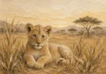 Sand & Ochre Lion Safari Kids Wall Art Canvas Print
