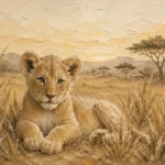 Sand & Ochre Lion Safari Kids Wall Art Canvas Print