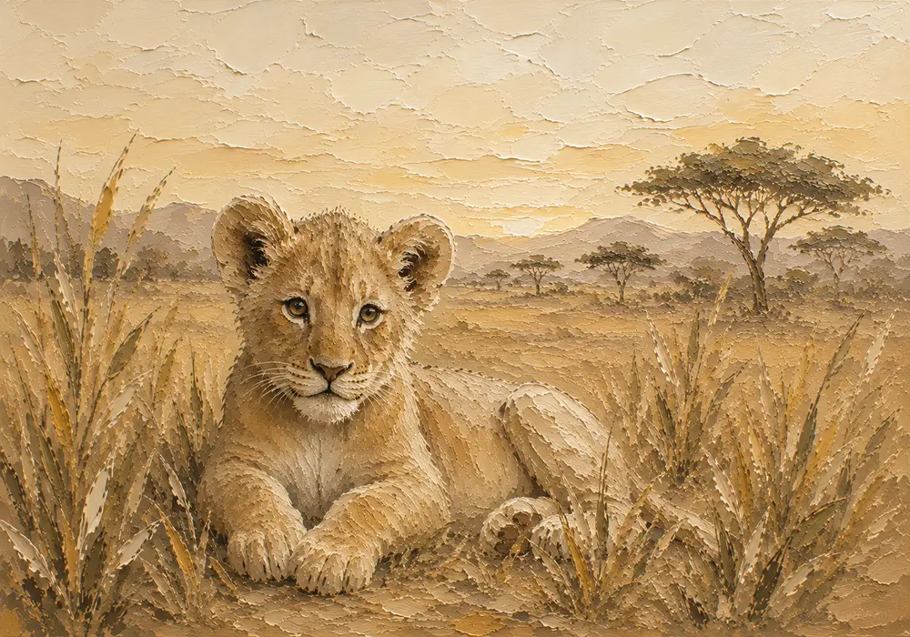 Sand & Ochre Lion Safari Kids Wall Art Canvas Print