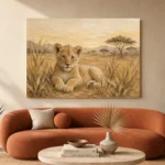 Sand & Ochre Lion Safari Kids Wall Art Canvas Print - Image 3