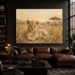 Sand & Ochre Lion Safari Kids Wall Art Canvas Print - Image 4