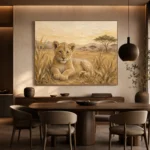 Sand & Ochre Lion Safari Kids Wall Art Canvas Print - Image 5