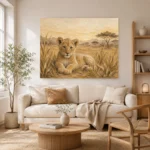Sand & Ochre Lion Safari Kids Wall Art Canvas Print - Image 8
