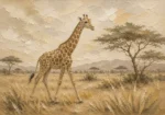 Soft Sand Giraffe Safari Kids Wall Art Canvas Print