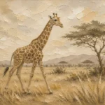 Soft Sand Giraffe Safari Kids Wall Art Canvas Print