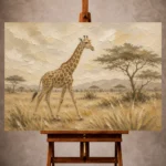 Soft sand and airy Safari Kids Wall Art print for elegant interiors. No text or watermarks in design.