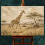 Soft Sand Giraffe Safari Kids Wall Art Canvas Print - Image 2
