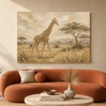 Soft Sand Giraffe Safari Kids Wall Art Canvas Print - Image 3