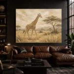Soft Sand Giraffe Safari Kids Wall Art Canvas Print - Image 4