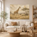 Soft Sand Giraffe Safari Kids Wall Art Canvas Print - Image 8