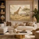 Soft Sand Giraffe Safari Kids Wall Art Canvas Print - Image 10