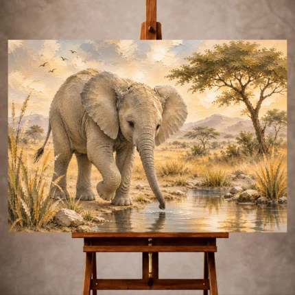 Sand, olive gray, and tranquil Safari Kids Wall Art print for elegant interiors. No text or watermarks in design.