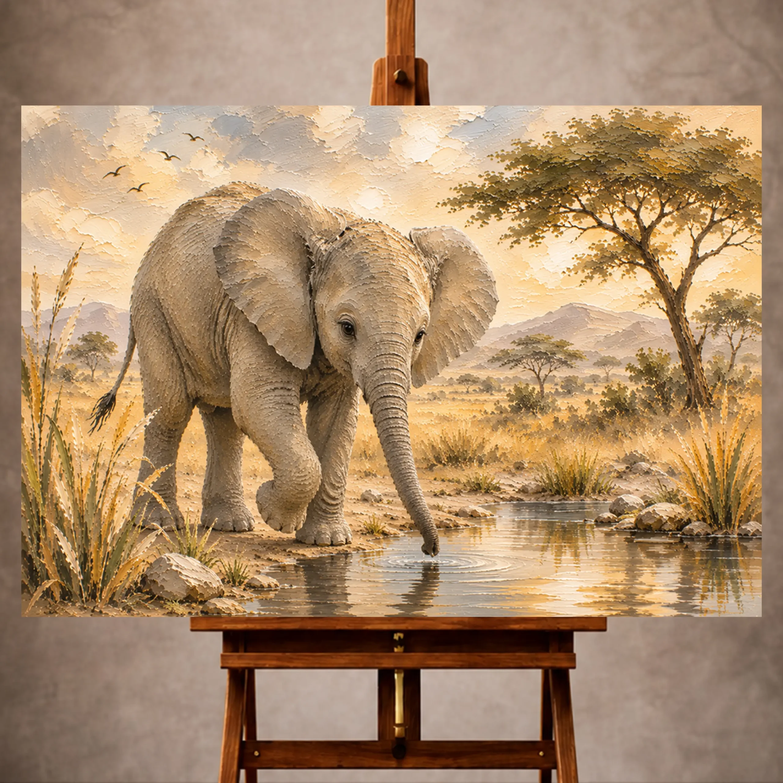Premium Wall Art Yatay Html Edition – KIDSROOM028 Image 1 Sand, olive gray, and tranquil Safari Kids Wall Art print for elegant interiors. No text or watermarks in design.