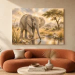 Sand & Olive Baby Elephant Safari Kids Wall Art Canvas Print - Image 3