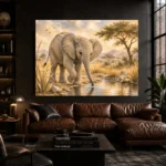 Sand & Olive Baby Elephant Safari Kids Wall Art Canvas Print - Image 4