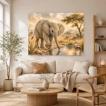 Sand & Olive Baby Elephant Safari Kids Wall Art Canvas Print - Image 8