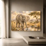 Sand & Olive Baby Elephant Safari Kids Wall Art Canvas Print - Image 11