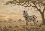 Ivory & Ochre Zebra Safari Kids Wall Art Canvas Print