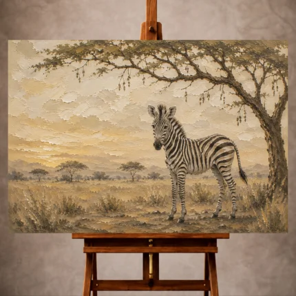 Ivory, softened charcoal, and sophisticated dusk Safari Kids Wall Art print for elegant interiors. No text or watermarks in design.