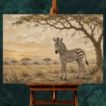 Ivory & Ochre Zebra Safari Kids Wall Art Canvas Print - Image 2