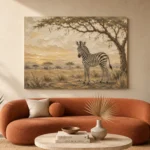 Ivory & Ochre Zebra Safari Kids Wall Art Canvas Print - Image 3