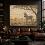 Ivory & Ochre Zebra Safari Kids Wall Art Canvas Print - Image 4