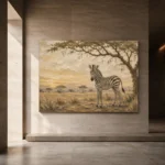 Ivory & Ochre Zebra Safari Kids Wall Art Canvas Print - Image 6