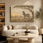 Ivory & Ochre Zebra Safari Kids Wall Art Canvas Print - Image 7