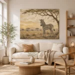 Ivory & Ochre Zebra Safari Kids Wall Art Canvas Print - Image 8