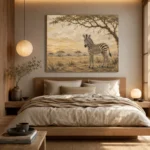 Ivory & Ochre Zebra Safari Kids Wall Art Canvas Print - Image 9